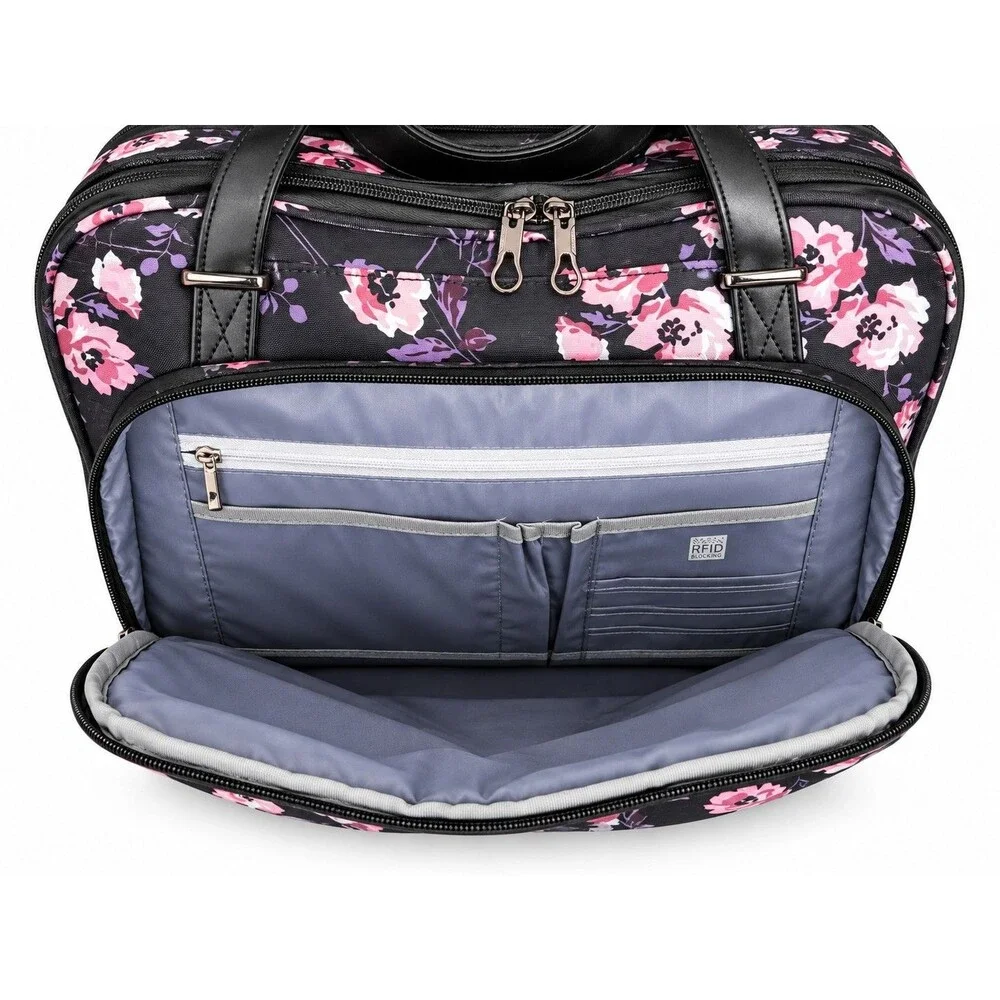 KROSER Rolling Laptop Bag Briefcase Floral 15.6